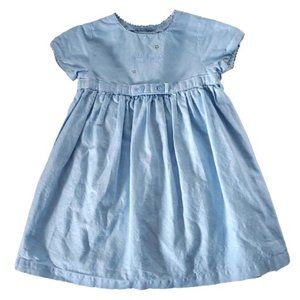 Petit Bateau Baby Girl's Blue Dress 'Petit Ange' embroidery  12 months EUC